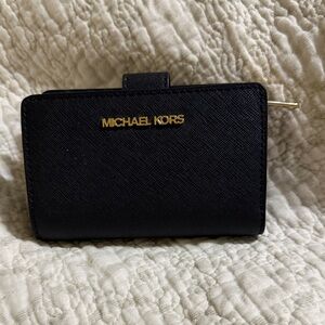 Michael Kors Black Card Holder with Gold Accents